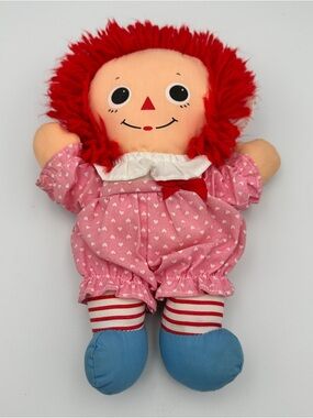 Vintage Playskool Raggedy Ann Doll 1989 Baby Soft Plush 9.5” Pink Outfit
